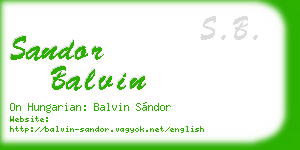 sandor balvin business card