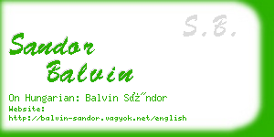 sandor balvin business card